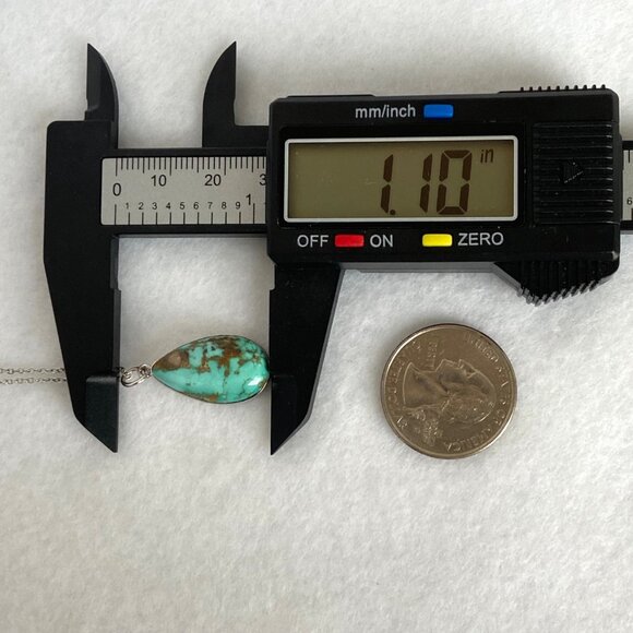 Sterling Silver 925 Southwest Bezel Set Turquoise Cabochon Pendant Necklace 18" - Picture 13 of 16